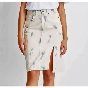 Future Collective Women's High-Rise Midi Denim Skirt - Light Wash Dye Size 10